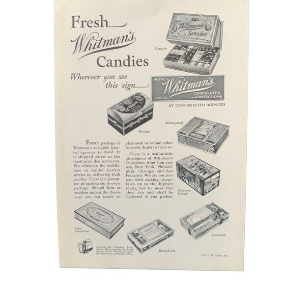 Vintage 1932 Whitman’s Chocolates & Confections Ad Advertisement - Picture 3 of 4